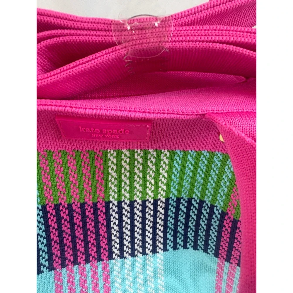 Kate Spade New York Target Pink Plaid Knit Mini Tote Crossbody Bag New - Picture 11 of 11